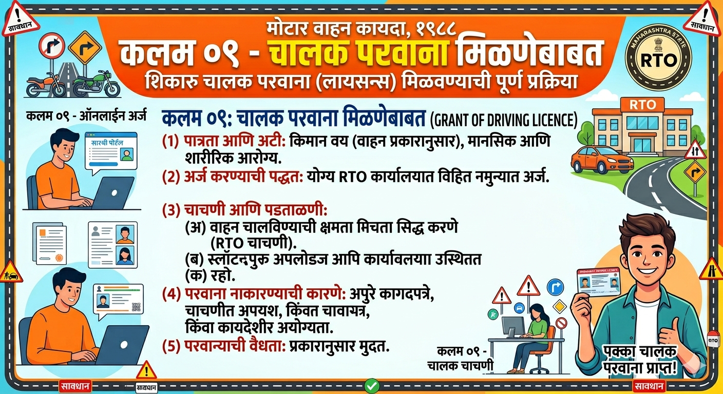 MVA-1988 , Section-09 – ड्रायव्हिंग लायसन्स मिळणे