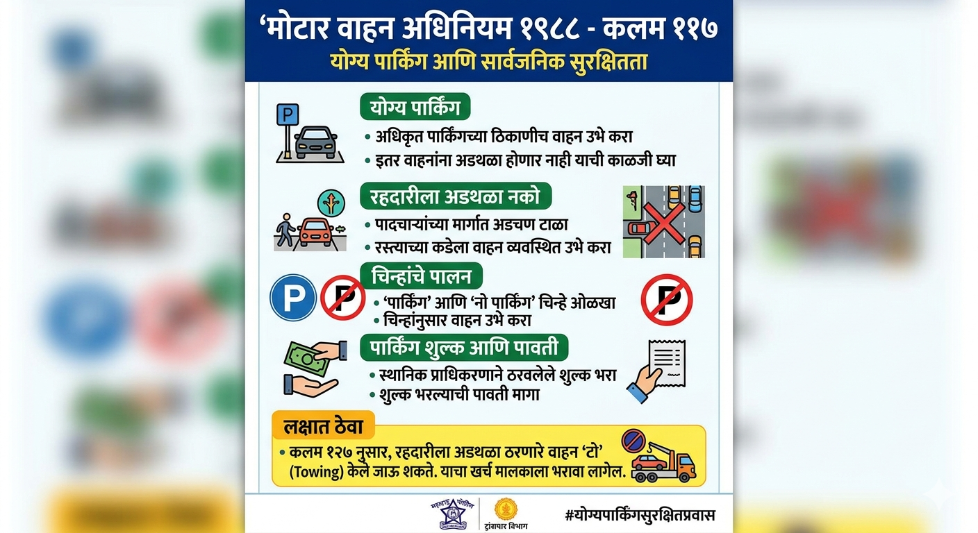 MVA-1988 Section-117 वाहने उभी करणे, Parking Space